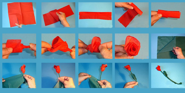 Как сделать розу из салфетки
