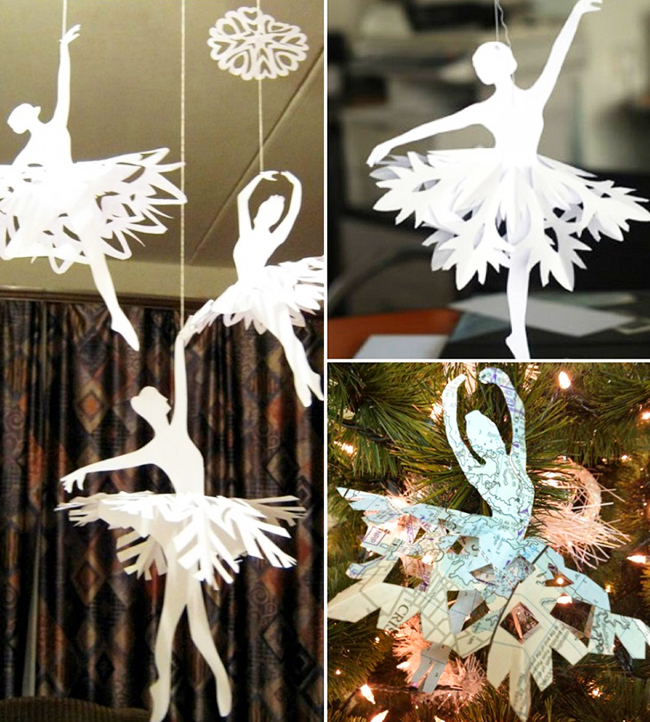 балерина снежинка из бумаги