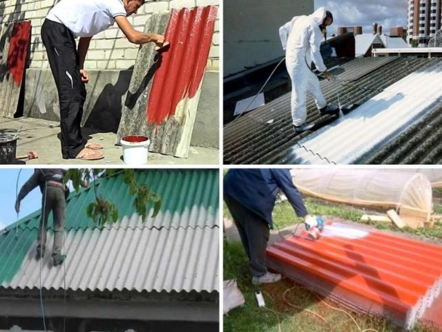 Покраска шифера на крыше и фасаде дома