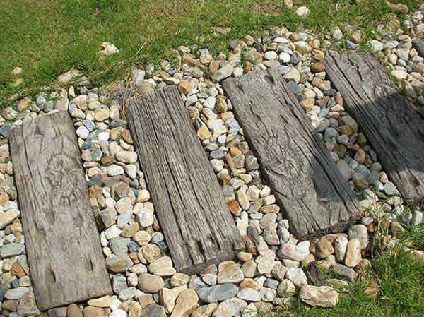 Wooden Board Stepping Stones