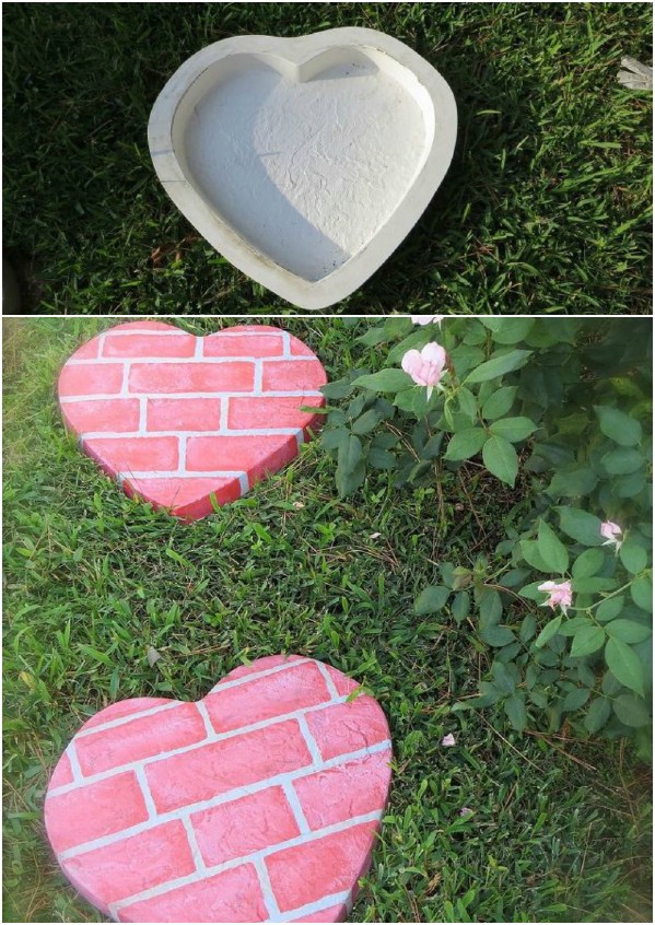 Brick Look Heart Shaped Stepping Stones
