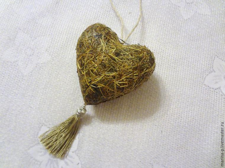 Делаем необычное сердечко из сухой травы, фото № 15