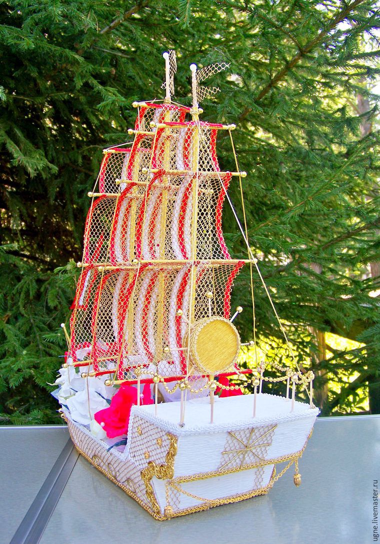 Мастер-класс свадебный корабль из конфет, фото № 26