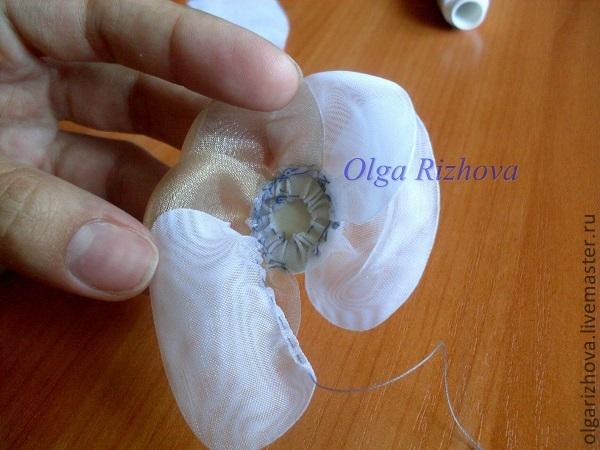 Цветок из органзы мягкий, фото № 22