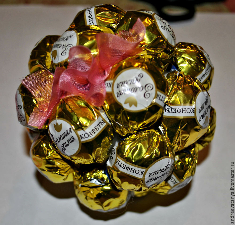 Делаем сами ёлочный шар из конфет, фото № 7