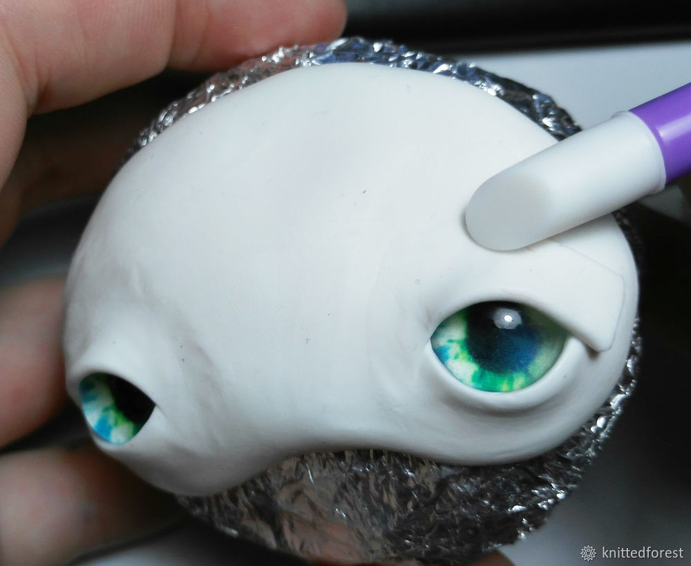 Процесс создания авторской игрушки из полимерной глины. Часть 1. Лепка мордочки, фото № 15