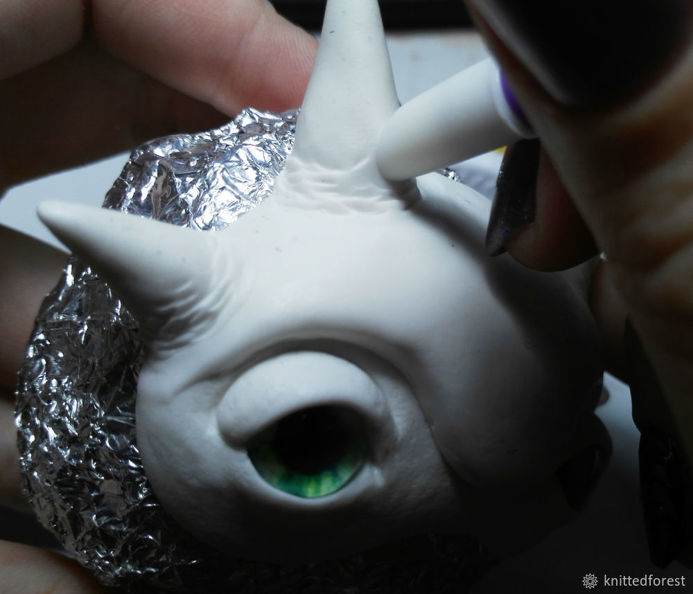 Процесс создания авторской игрушки из полимерной глины. Часть 1. Лепка мордочки, фото № 27