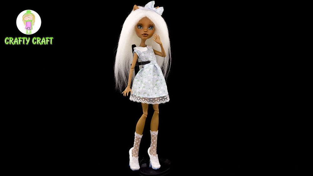 Переделка куклы: ООАК, прошивка волос шерстью, обувь и платье своими руками для куклы Монстер Хай, фото № 43