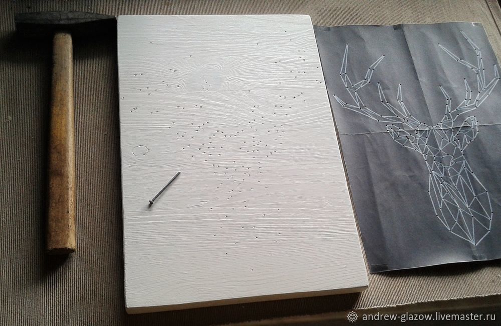 Создаем контурного оленя в технике String Art, фото № 9