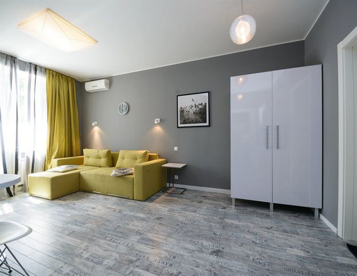 Дизайн квартиры с серым ламинатом