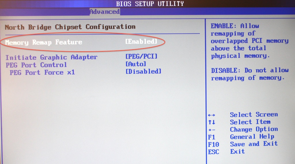 Снятие ограничений по использованию ОЗУ в BIOS