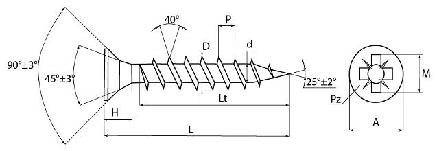 схематический чертеж шурупа универсального