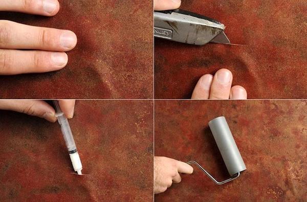 Как вариант, для устранения пузырей на обоях после их поклейки, можно использовать канцелярский нож