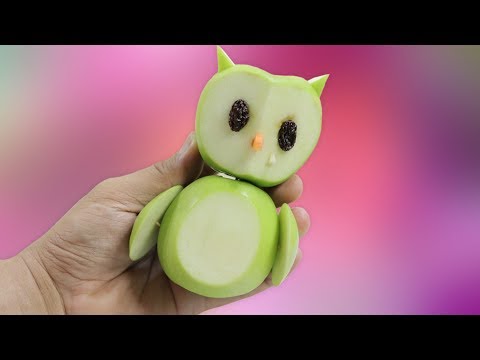 2 Simple Apple Owl Cutting Garnish 
