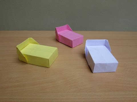 Оригами кровать из бумаги для кукол