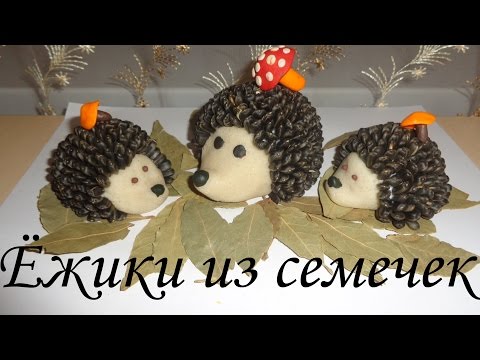 Ёжики из семечек! Поделки для детей!