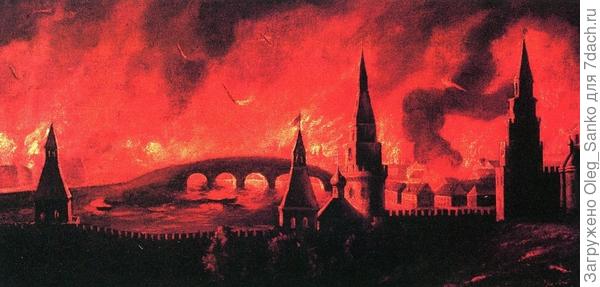 Пожар в Москве - картина неизвестного художника первой четверти 19 века