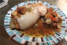 Кальмар, фаршированный креветками