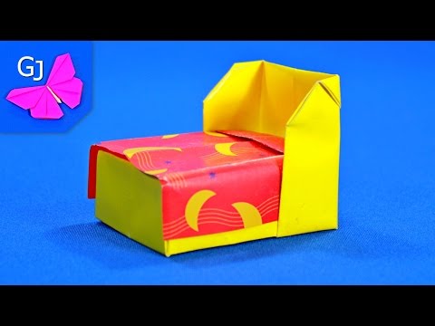 Оригами Кровать из бумаги ❀ Мебель для кукол своими руками