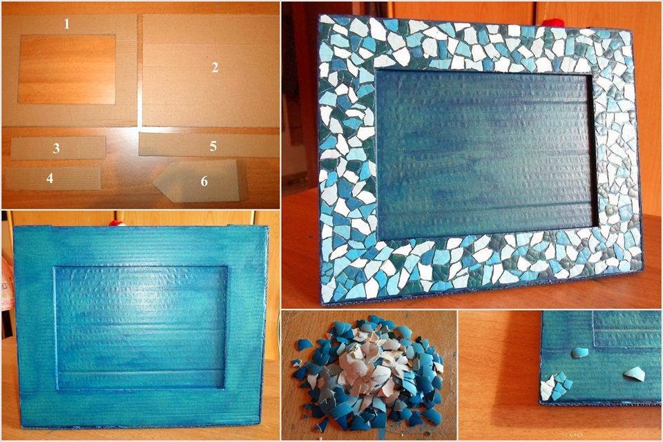 Украшение рамки яичной скорлупой Украшение рамки яичной скорлупой