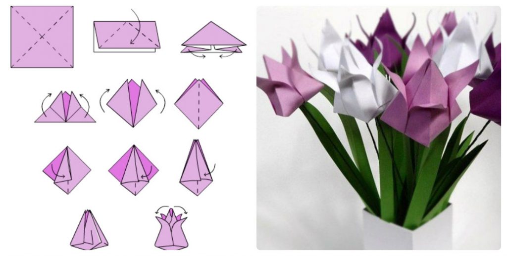 Тюльпаны в технике оригами 