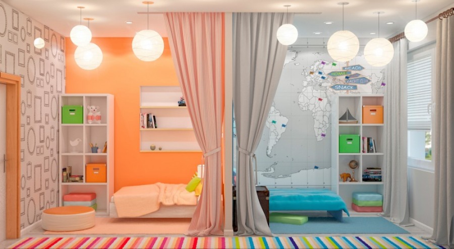 Интерьер комнат для разнополых детей