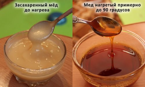 мед до и после нагрева