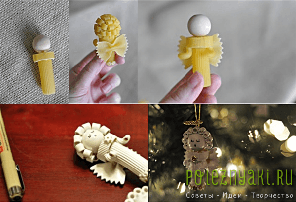 Как сделать новогоднюю игрушку из макарон