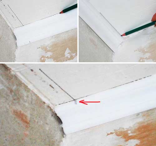 Как вырезать угол на потолочном плинтусе