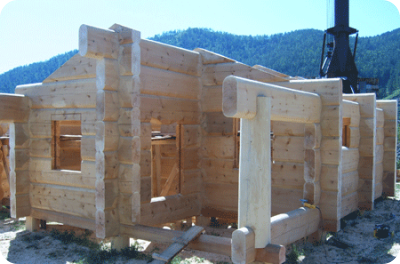 постройка деревянного дома из лафета