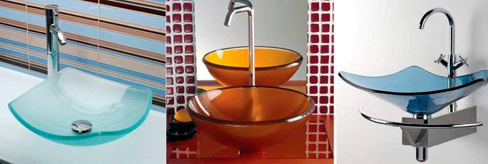 Стеклянная раковина для ванной – узоры и формы