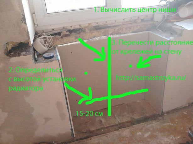 Как повесить радиатор отопления - разметка