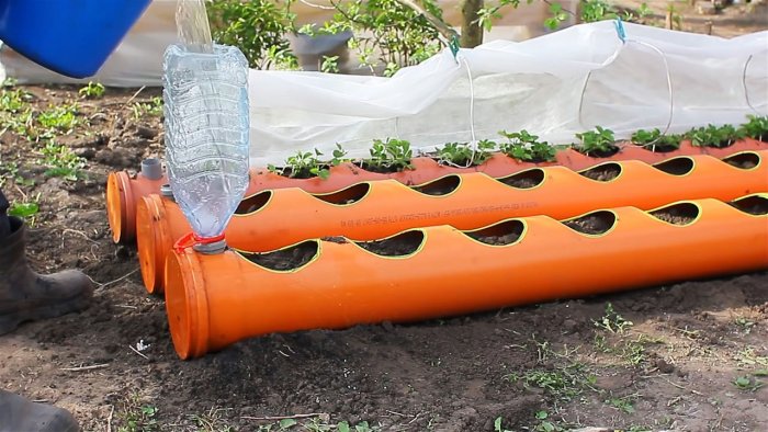 Грядка для клубники из ПВХ трубы с системой прикорневого полива