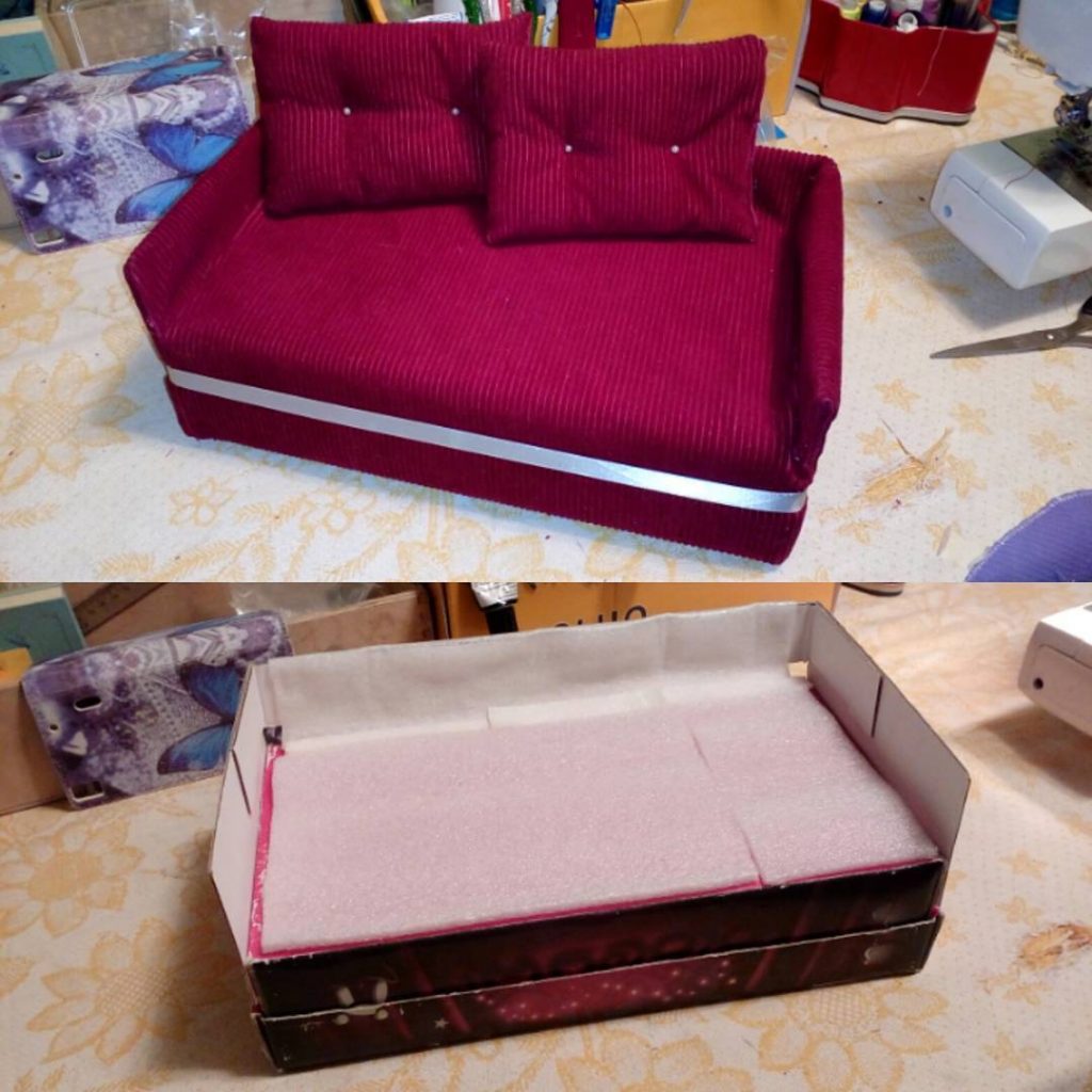 кукольный диван из картона