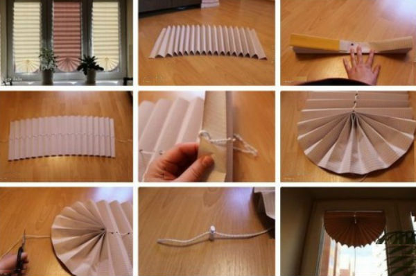 Поэтапные фото, как изготовить бумажные плиссированные шторы со свагом