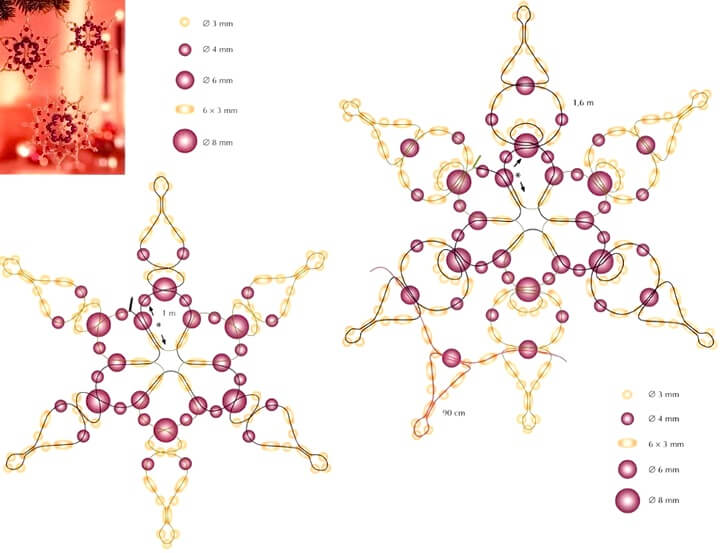 снежинки схема плетения