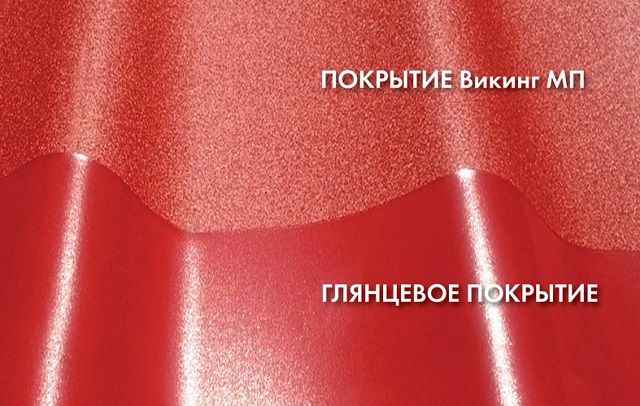 Наглядное сравнение одного цвета профнастила, но в глянцевом и матовом исполнениях