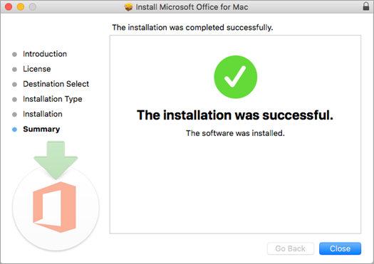 Shows the final page of the installation process, indicating that the installation was successful.