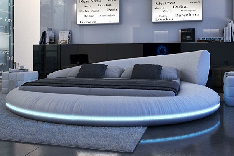 Круглая кровать в спальню в разных стилях - Техно, хай-тек