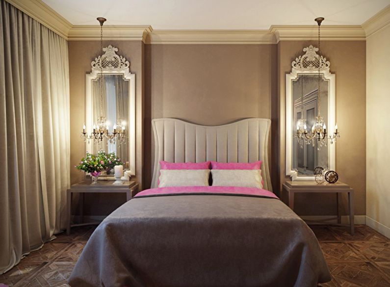 Дизайн маленькой спальни в классическом стиле - фото