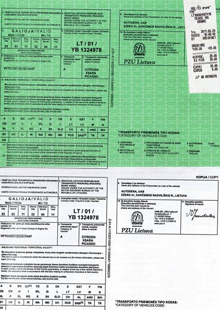 Страховка Гражданской ответственности по Европе (Green Card) на автомобиль