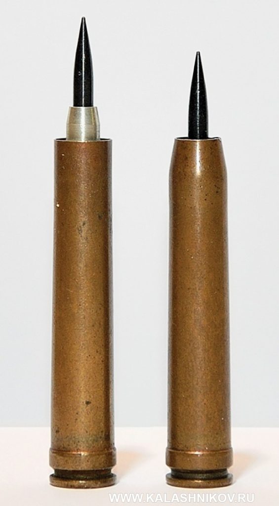 Макеты опытных 7,62/3-мм патронов 1963–64 годов. Иллюстрация к статье в журнале «КАЛАШНИКОВ»