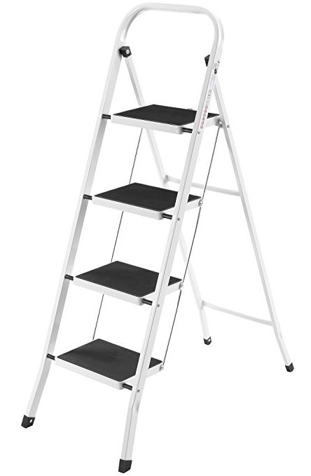 VonHaus Steel Folding Portable 4-Step Ladder