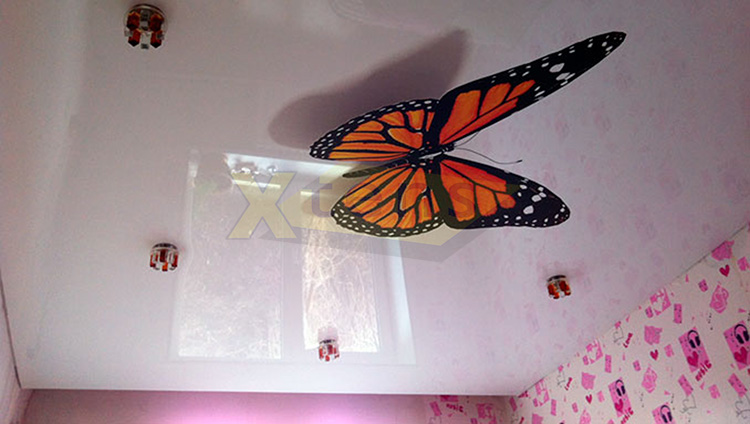 3д бабочка на натяжном потолке